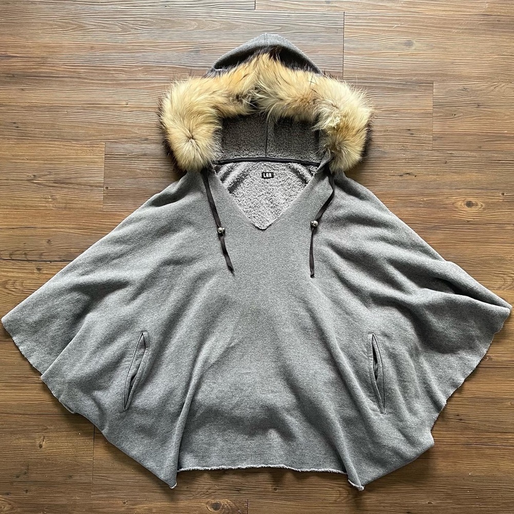 (SOLD) L.G.B (Le Grand Bleu) Raccon Fur Poncho